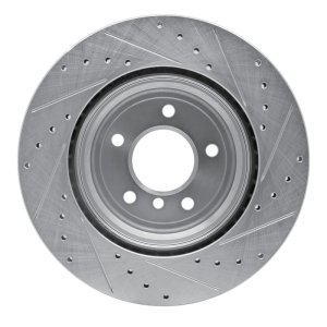 BMW 135I Brake Rotor (1) - Rear Left - R1 Concepts - Drilled & Slotted - Silver - `08-`13